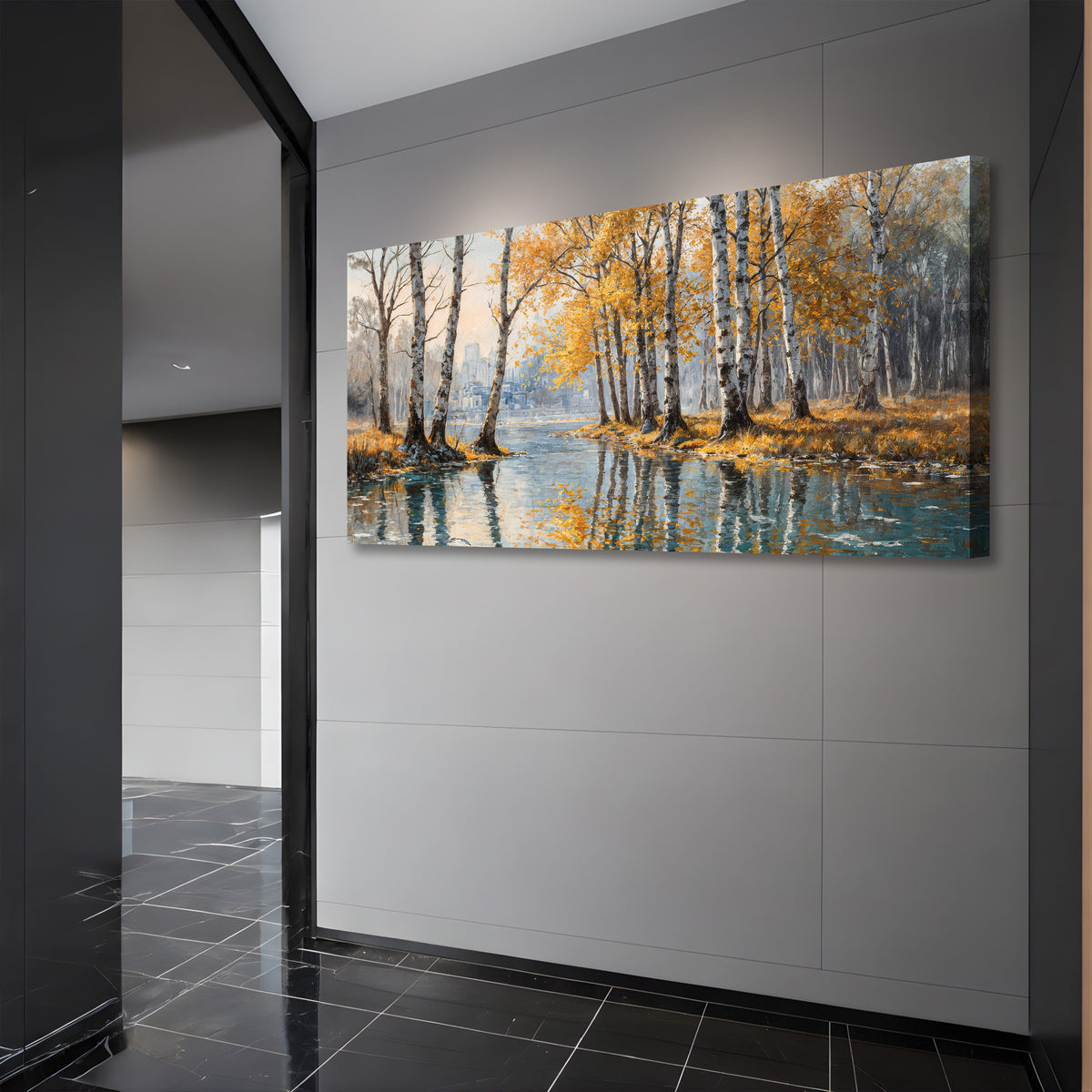 Birch Woods Golden Reflections Metal Wall Art
