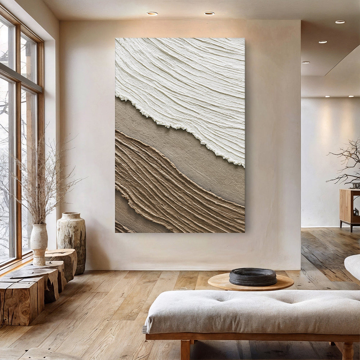 Neutral Waves Abstract Wall Art