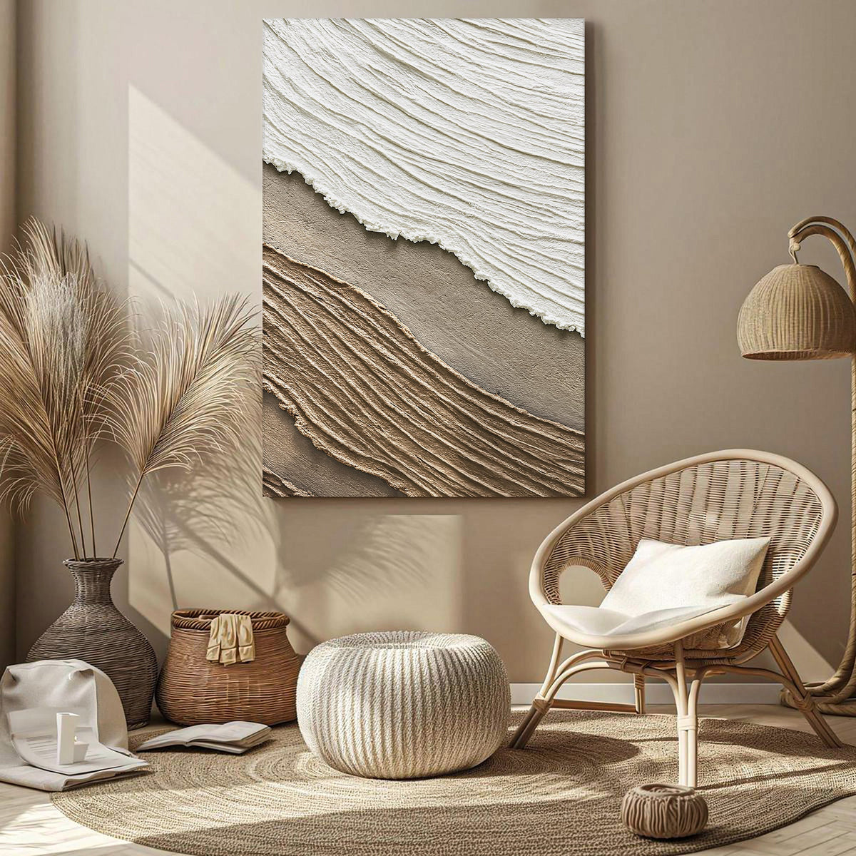 Neutral Waves Abstract Wall Art