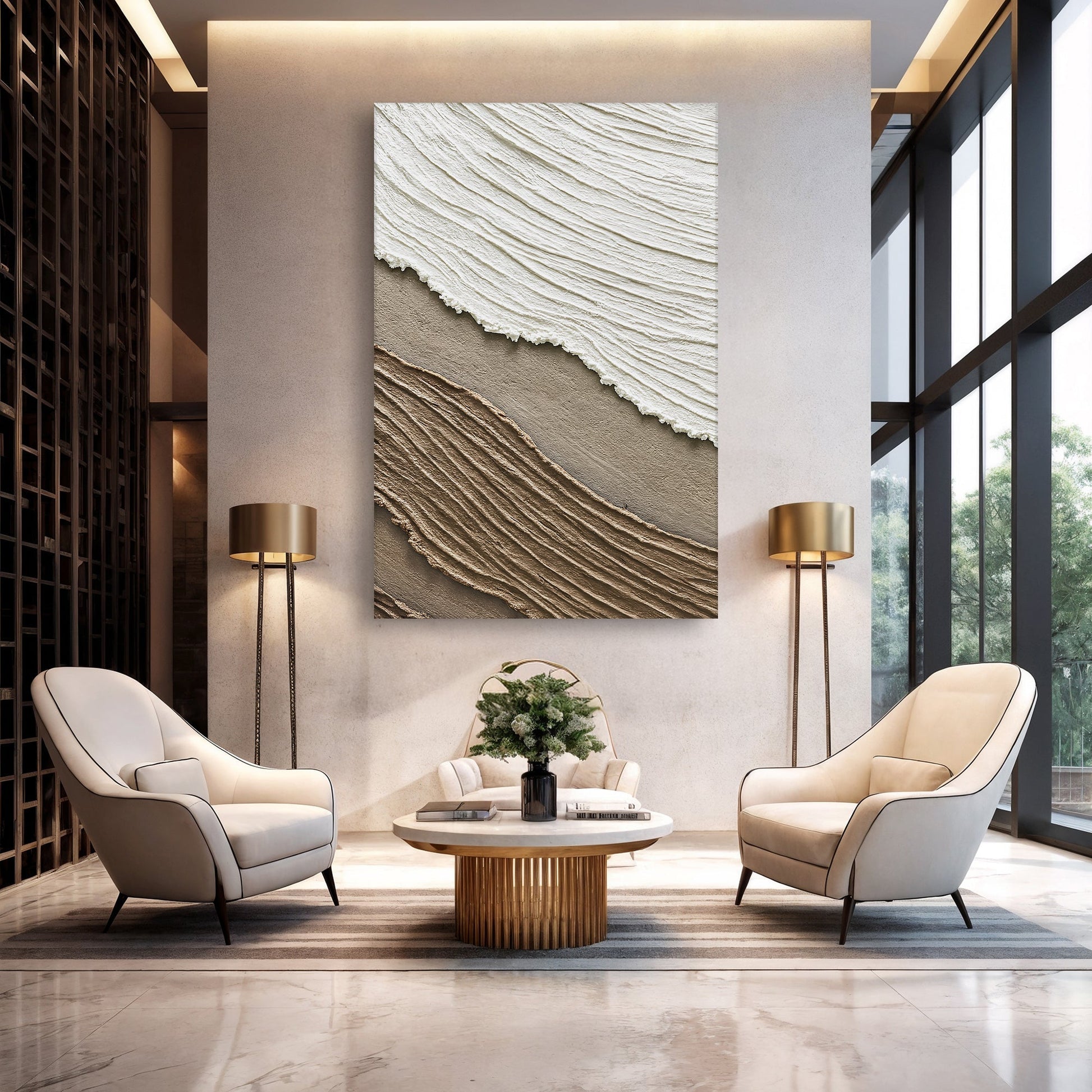 Neutral Waves Abstract Wall Art II