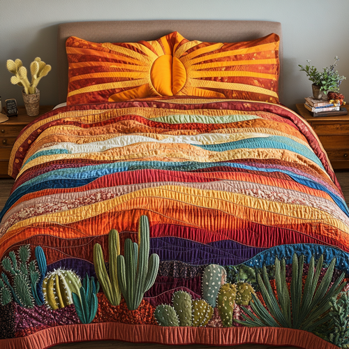 Earth Layers 3-Piece Quilted Bedding Set - Single (59" x 70")