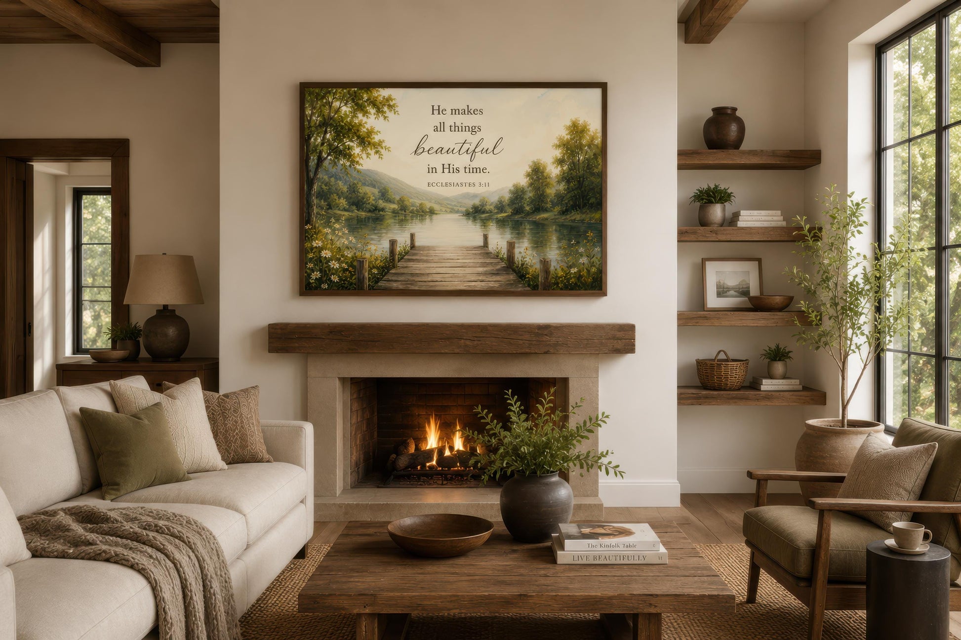 Ecclesiastes 3:11 Scripture on Rustic Canvas Christian Wall Art