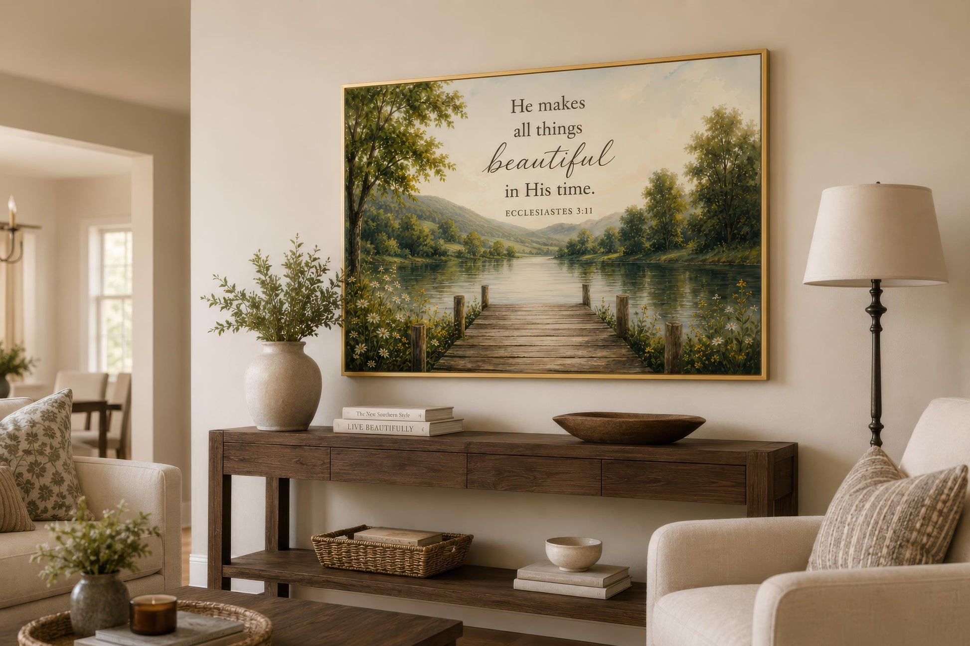 Ecclesiastes 3:11 Scripture on Rustic Canvas Christian Wall Art