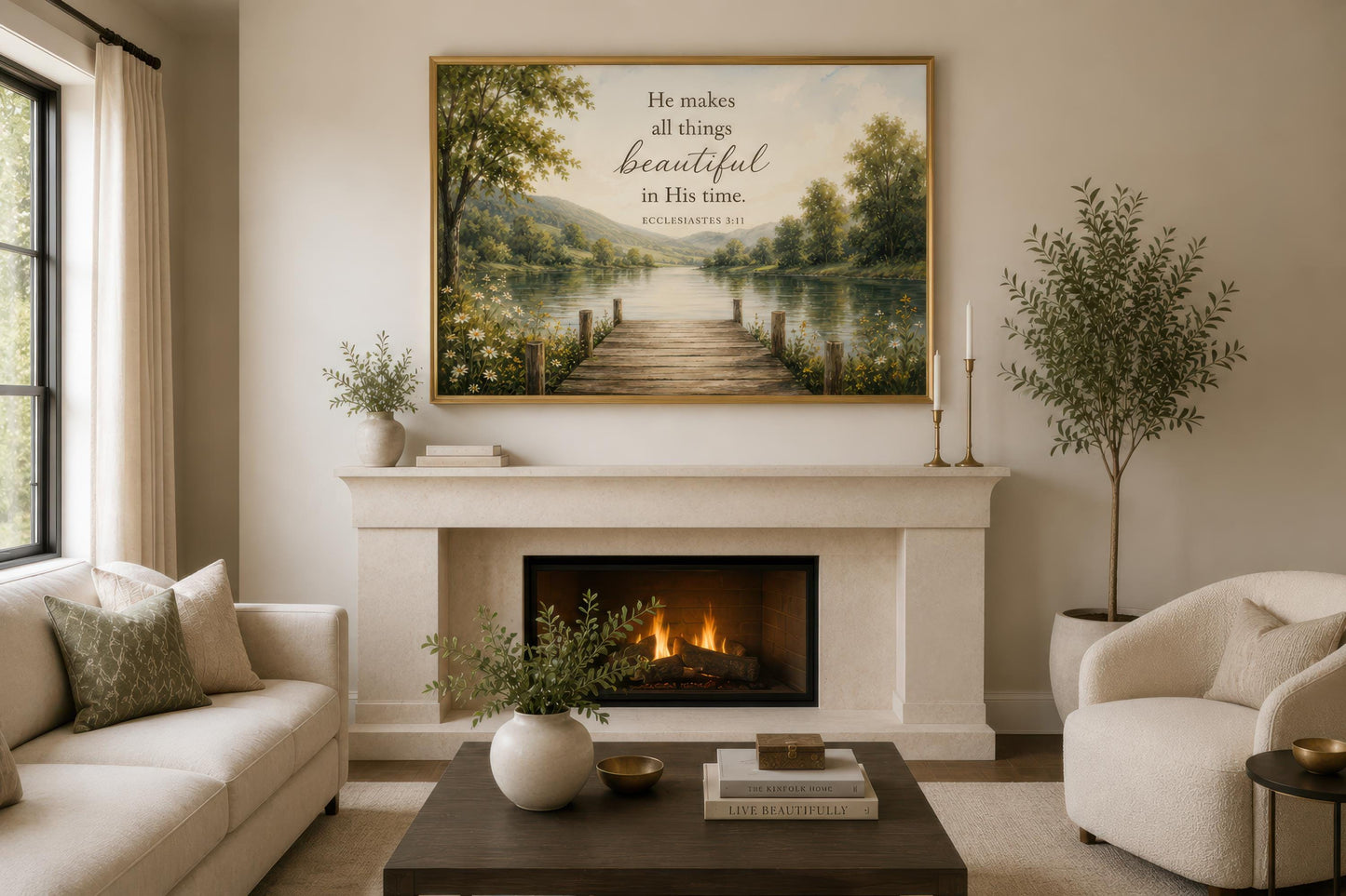 Ecclesiastes 3:11 Scripture on Rustic Canvas Christian Wall Art