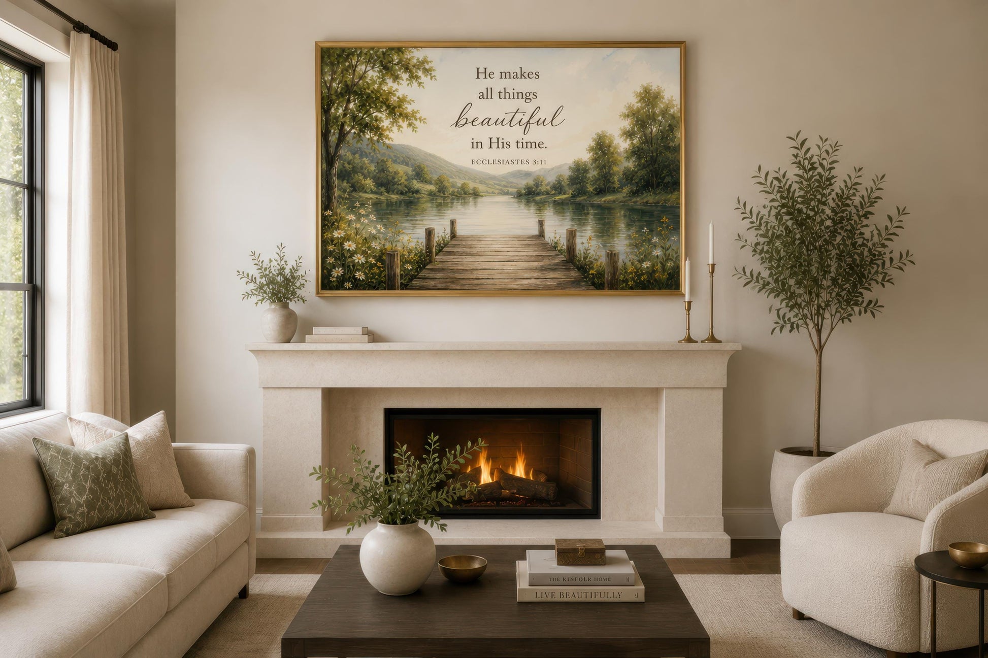 Ecclesiastes 3:11 Scripture on Rustic Canvas Christian Wall Art
