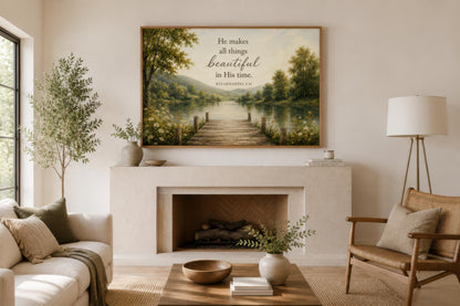 Ecclesiastes 3:11 Scripture on Rustic Canvas Christian Wall Art