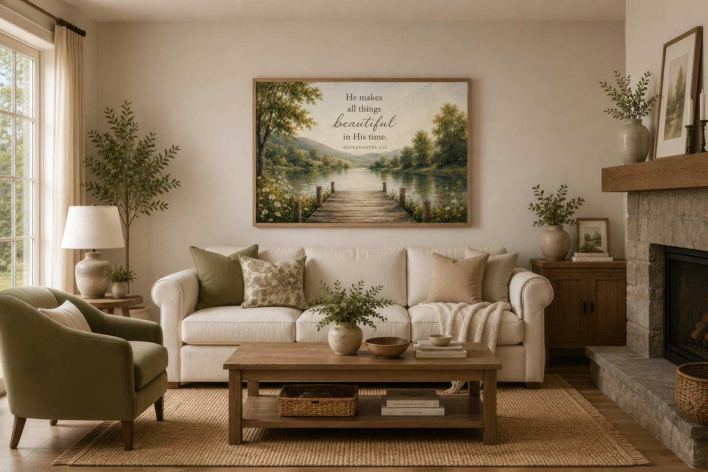 Ecclesiastes 3:11 Scripture on Rustic Canvas Christian Wall Art