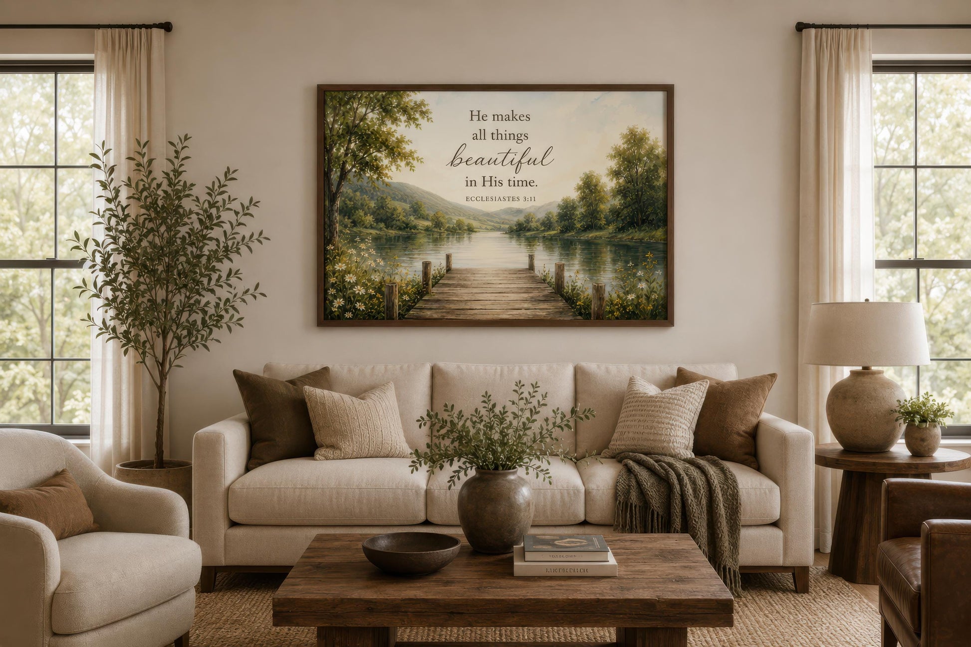 Ecclesiastes 3:11 Scripture on Rustic Canvas Christian Wall Art
