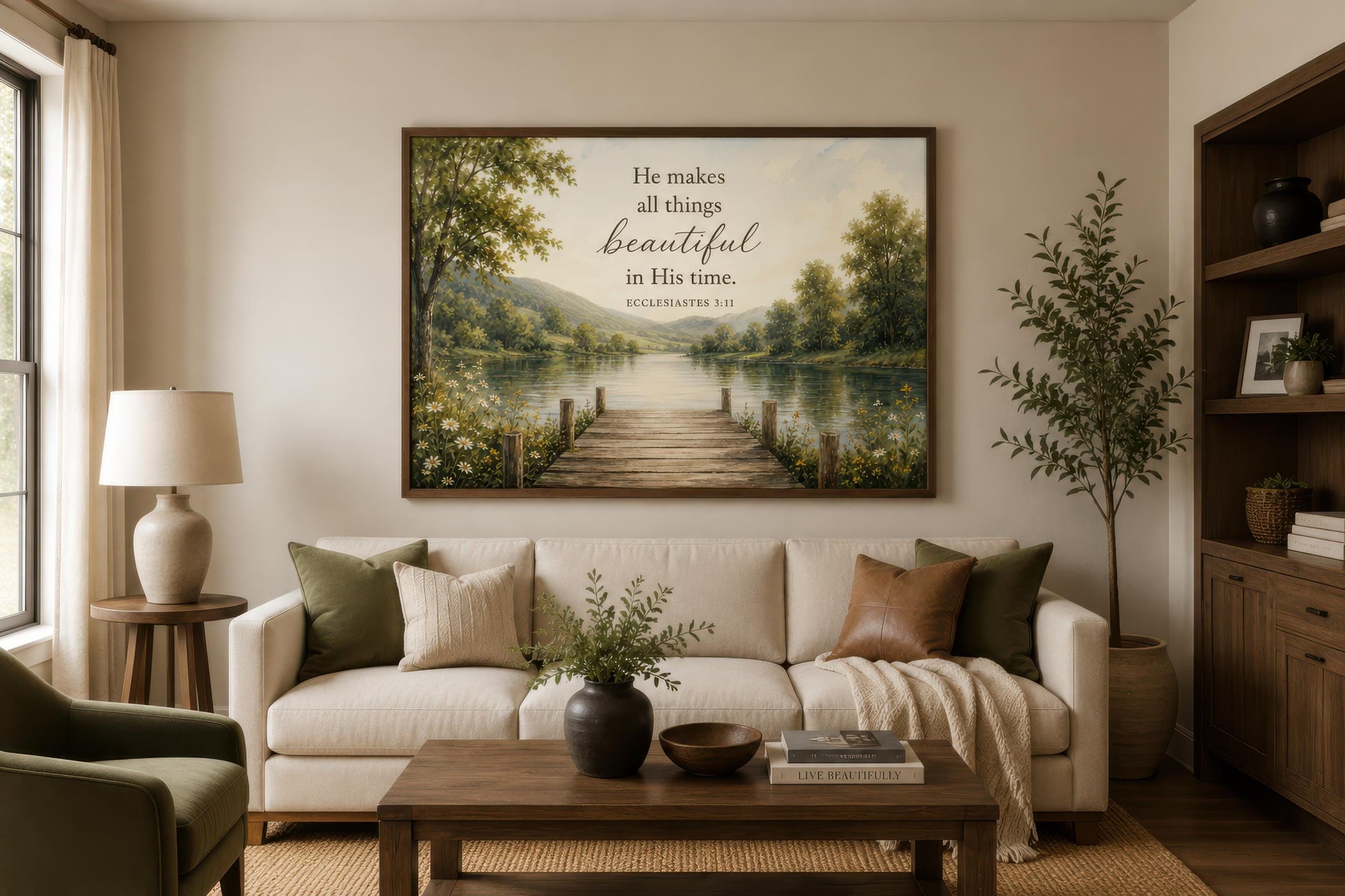 Ecclesiastes 3:11 Scripture on Rustic Canvas Christian Wall Art