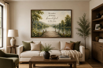 Ecclesiastes 3:11 Scripture on Rustic Canvas Christian Wall Art