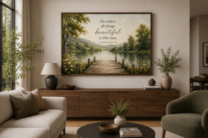 Ecclesiastes 3:11 Scripture on Rustic Canvas Christian Wall Art