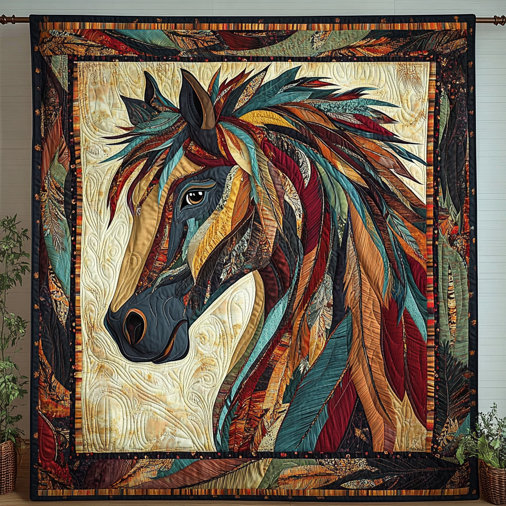 Echoes of Hooves Quilted Blanket - Throw (55" x 60")