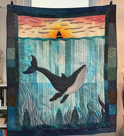 Echoes of the Deep Quilted Blanket - Throw (55" x 60")