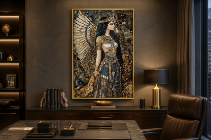 Goddess Isis Mosaic Style Egyptian Framed Canvas Wall Art