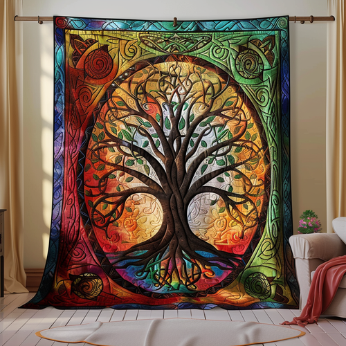 Elegant Celtic Tree of Life Quilted Blanket - Throw (55" x 60")