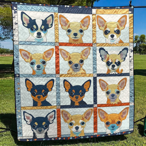 Elegant Chihuahua Quilted Blanket - Throw (55" x 60")