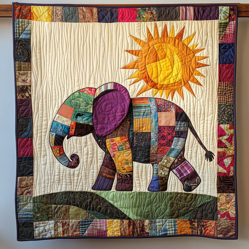 Elephant Ensemble Quilted Blanket - Throw (55" x 60")
