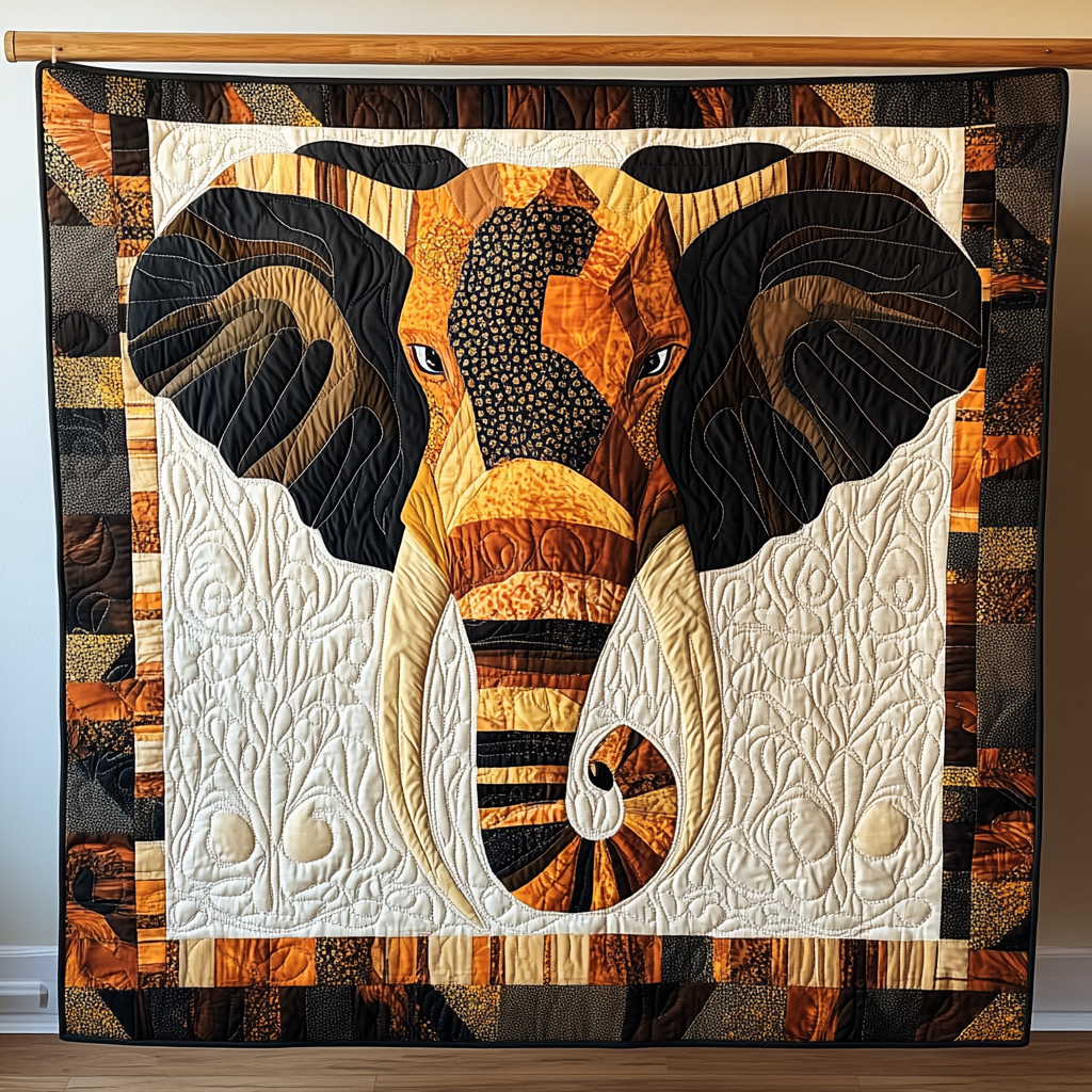 Elephant Harmony Quilted Blanket - Throw (55" x 60")