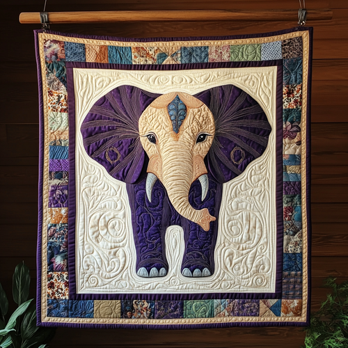 Elephant Patch Parade Quilted Blanket - Throw (55" x 60")
