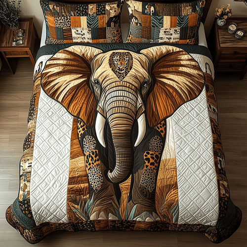 Elephant Serenade 3-Piece Quilted Bedding Set - Single (59" x 70")