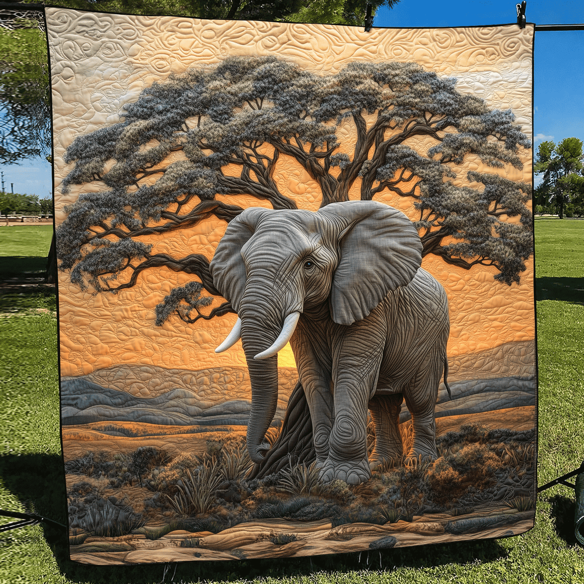 Throw (55'' x 60'') /Elephant Baobab Quilted Blanket