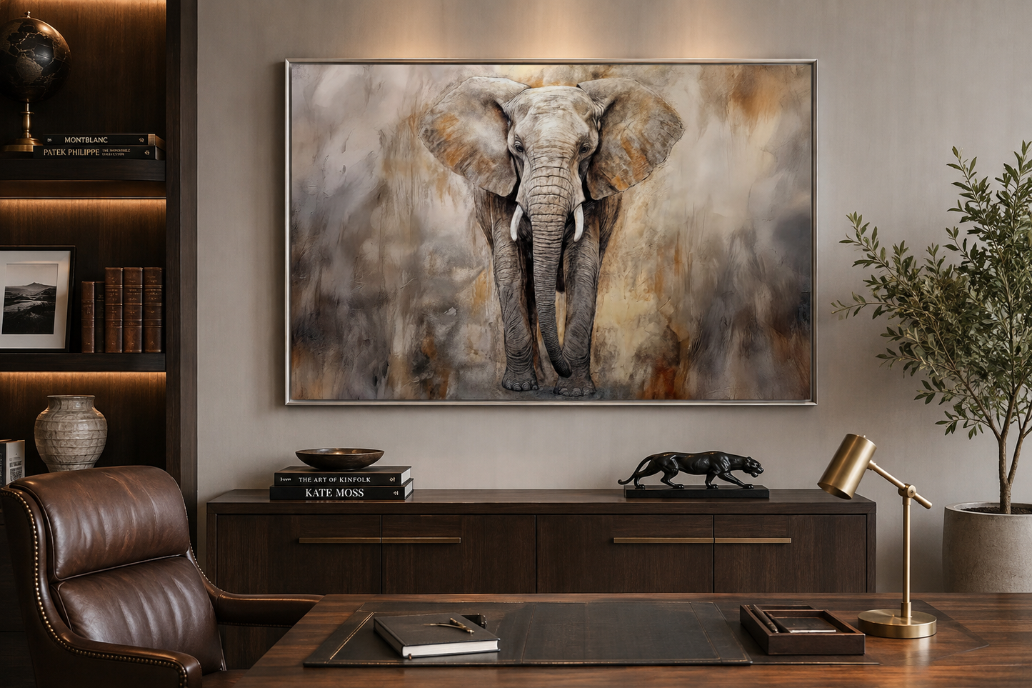 African Elephant Abstract Extra Large Canvas Wall Art