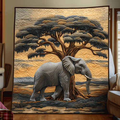 Elephant Dawn Quilted Blanket - Throw (55" x 60")