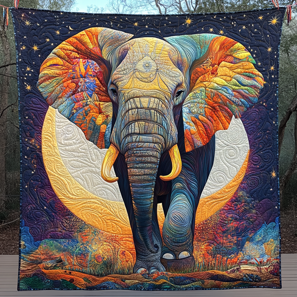 Throw (55'' x 60'') /Elephant Embrace Quilted Blanket