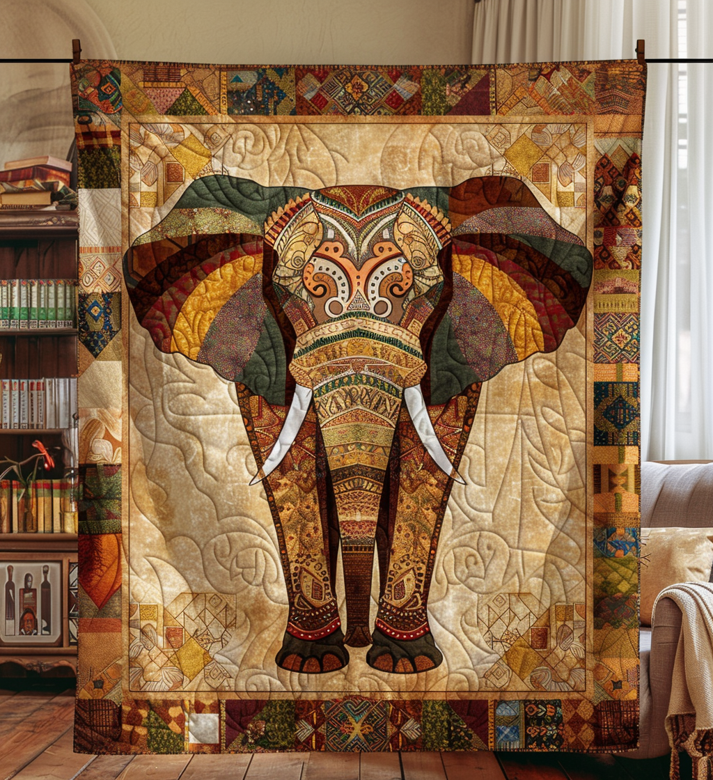 Elephant Embrace Quilted Blanket - Throw (55" x 60")