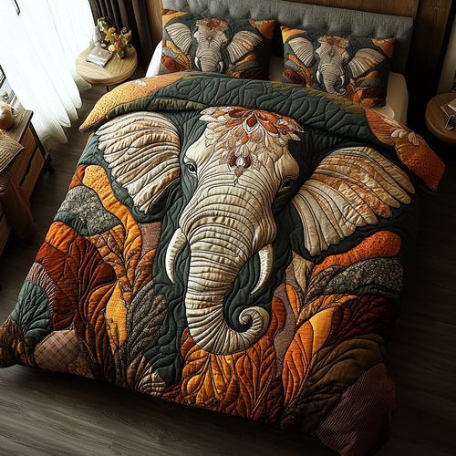 Elephant Grace Quilted Bedding Set - Single (59" x 70")