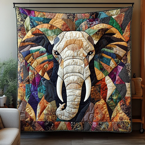 Elephant Spirit Rising Quilted Blanket - Throw (55" x 60")
