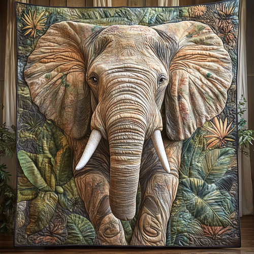 Elephant Wild Whisper Quilted Blanket - Throw (55" x 60")