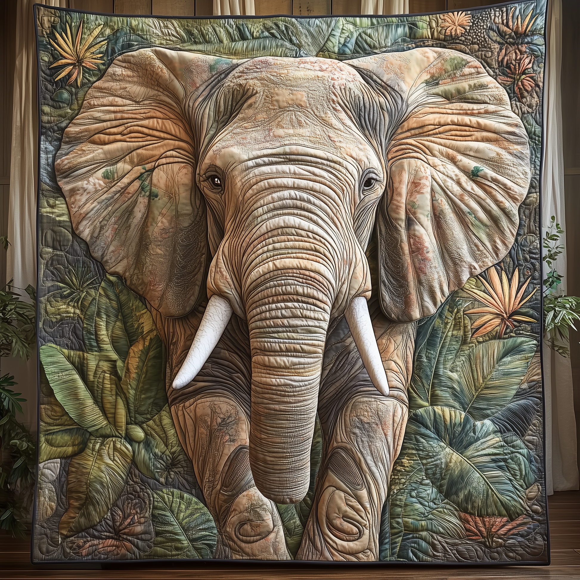 Throw (55'' x 60'') /Elephant Wild Whisper Quilted Blanket