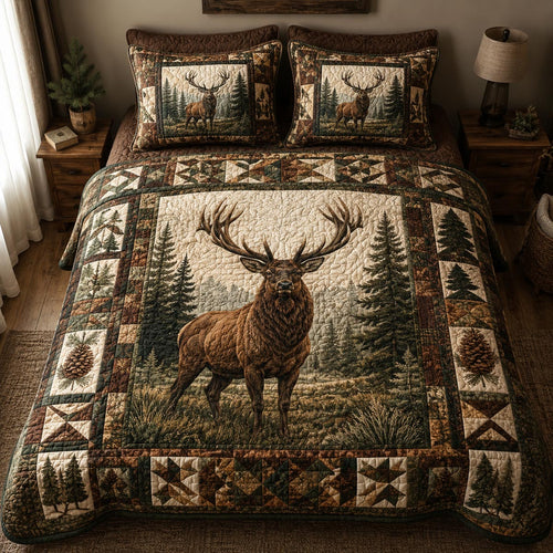 Elk Majesty 3-Piece Quilted Bedding Set - Single (59" x 70")