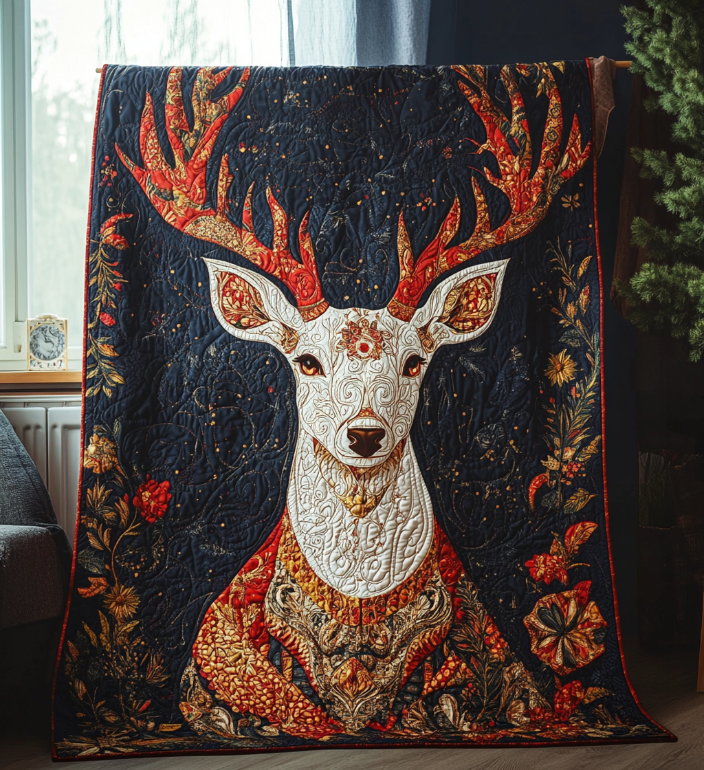 Empress Deer Quilted Blanket - Throw (55" x 60")