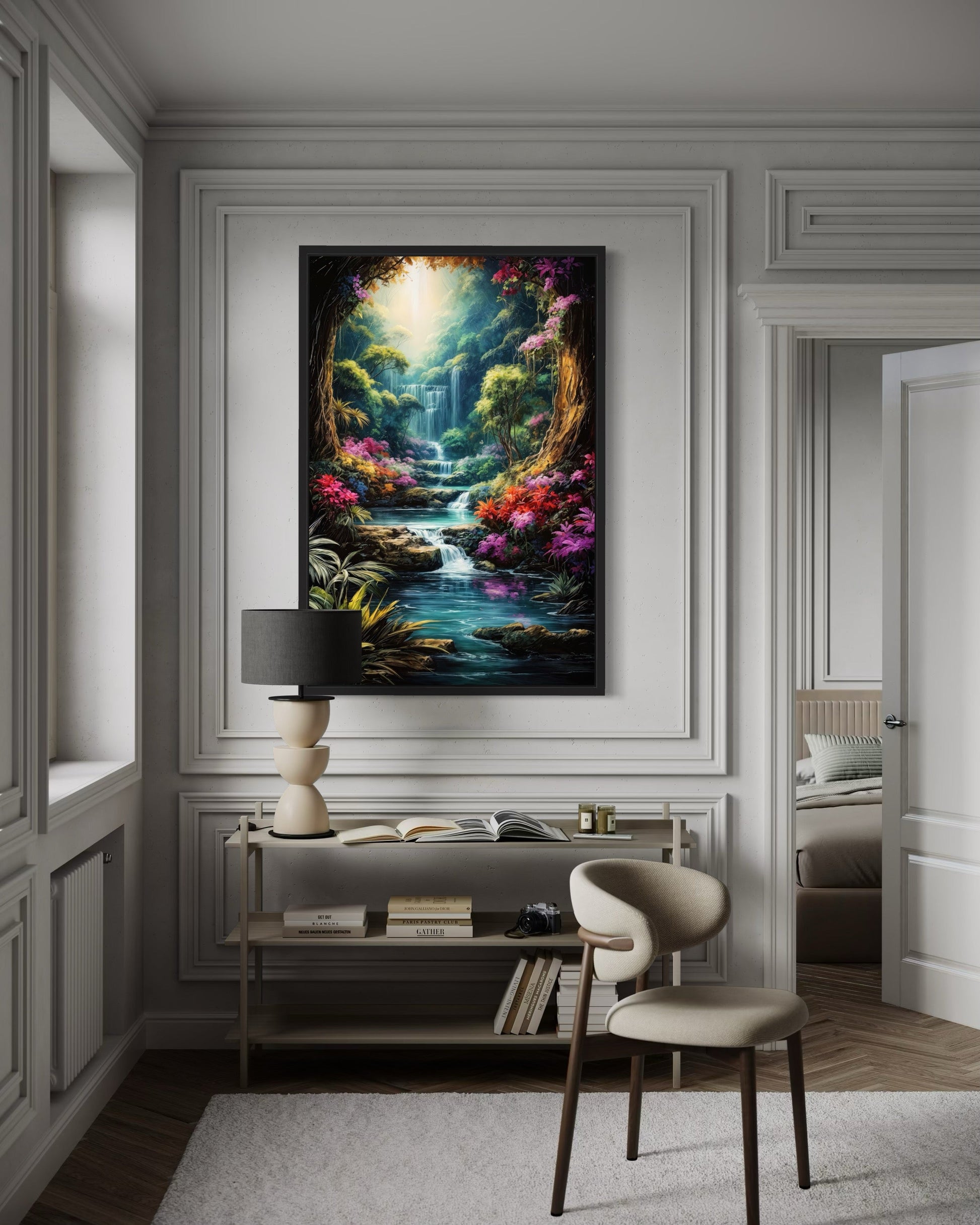 Enchanted Fantasy Forest Painting Framed Canvas Wall Art