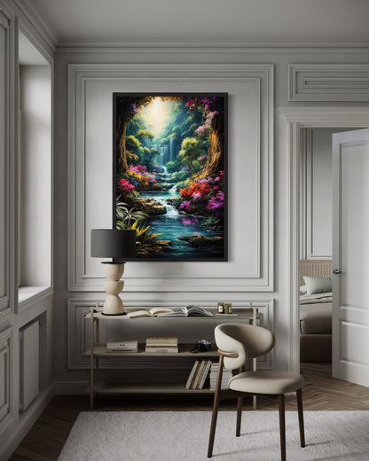 Enchanted Fantasy Forest Painting Framed Canvas Wall Art