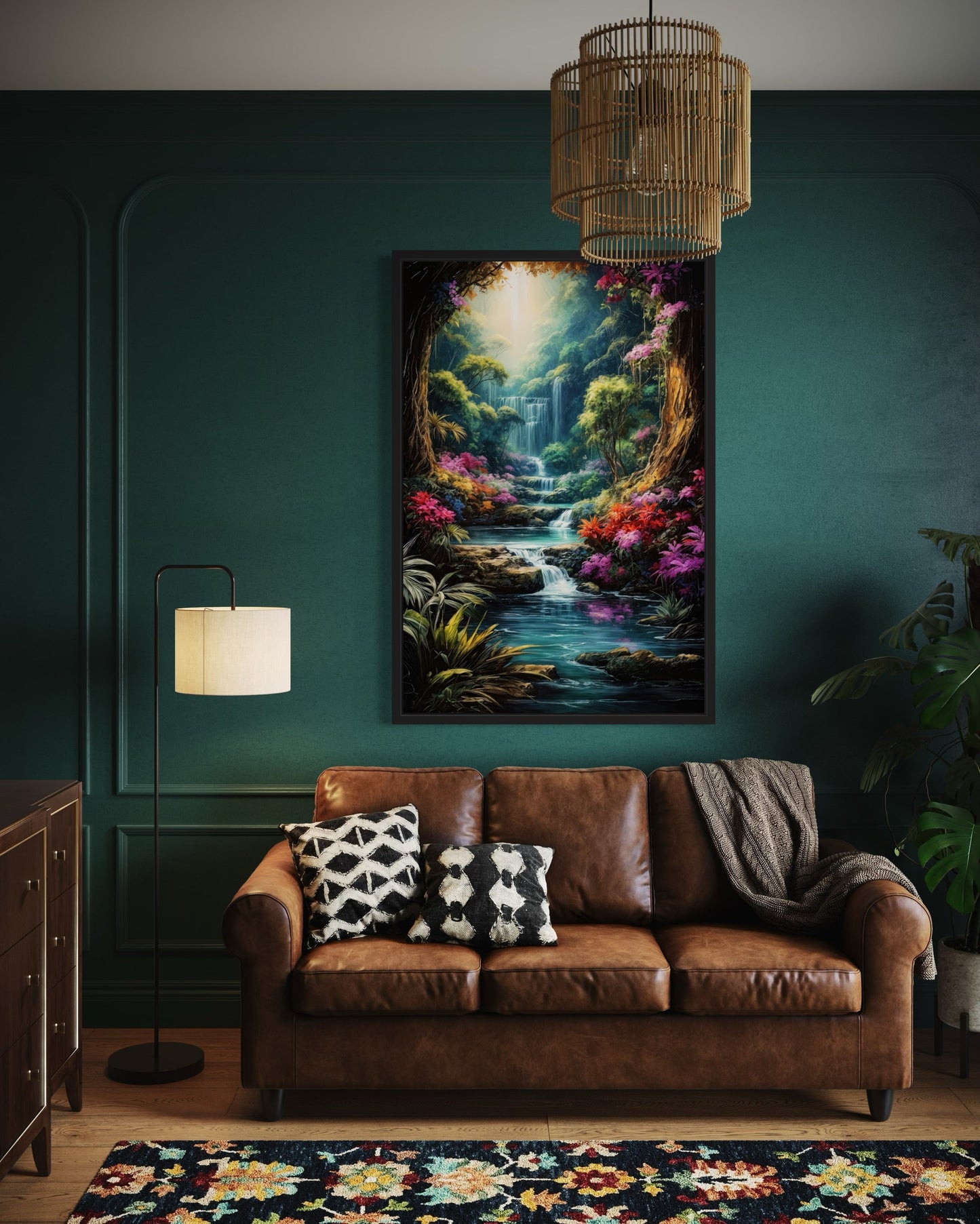 Enchanted Fantasy Forest Painting Framed Canvas Wall Art