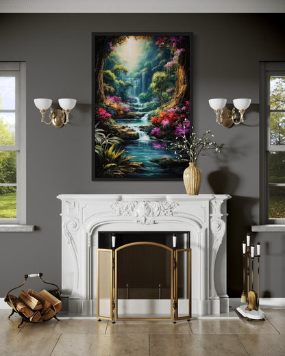 Enchanted Fantasy Forest Painting Framed Canvas Wall Art