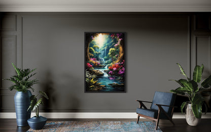 Enchanted Fantasy Forest Painting Framed Canvas Wall Art