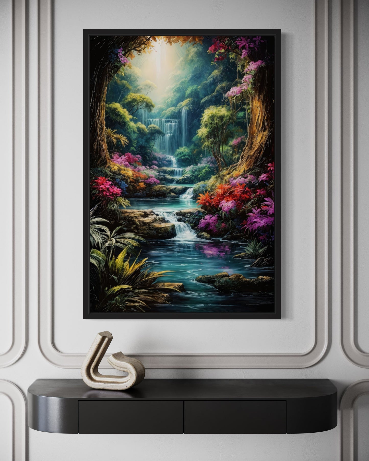 Enchanted Fantasy Forest Painting Framed Canvas Wall Art