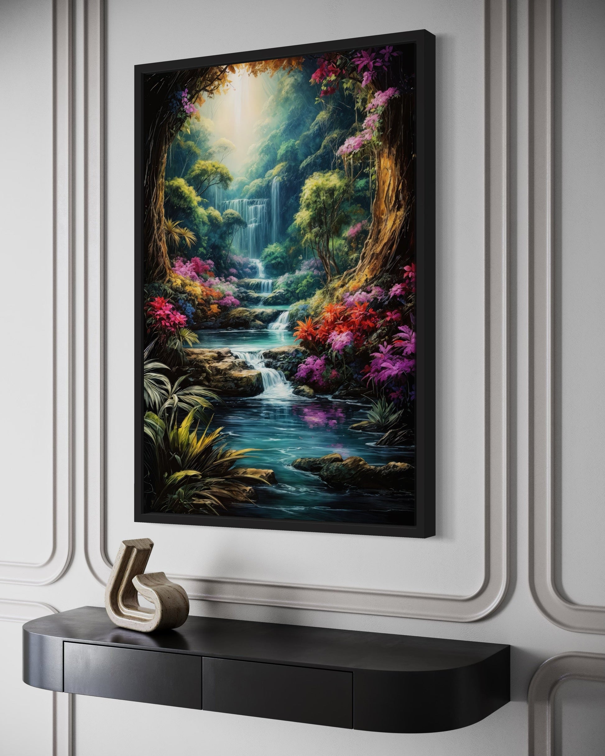 Enchanted Fantasy Forest Painting Framed Canvas Wall Art