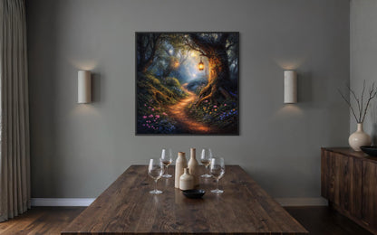 Enchanted Forest Wall Art – Magical Woodland Canvas | Fairy Tale Landscape Print