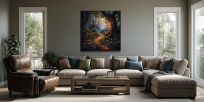 Enchanted Forest Wall Art – Magical Woodland Canvas | Fairy Tale Landscape Print