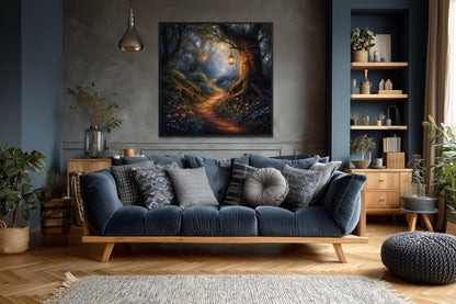 Enchanted Forest Wall Art – Magical Woodland Canvas | Fairy Tale Landscape Print