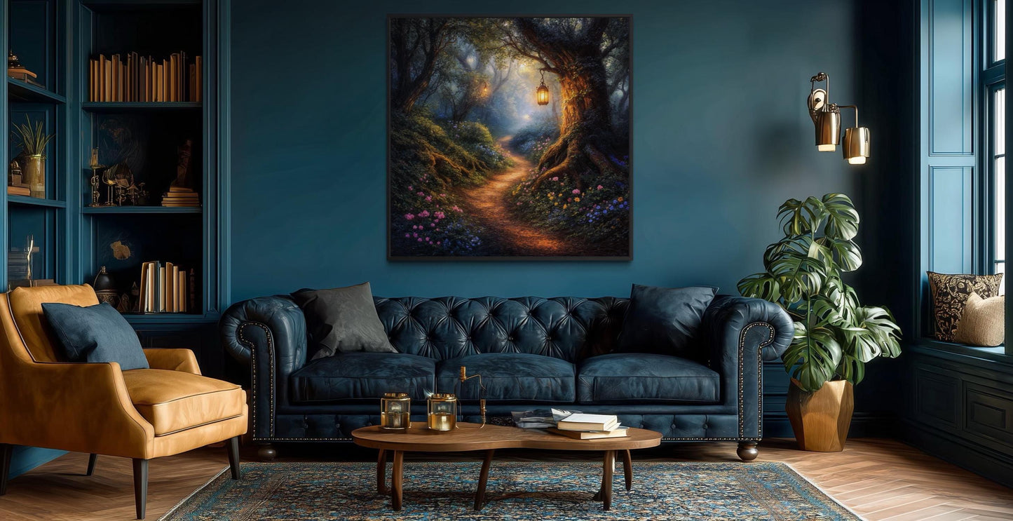 Enchanted Forest Wall Art – Magical Woodland Canvas | Fairy Tale Landscape Print