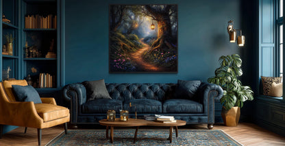 Enchanted Forest Wall Art – Magical Woodland Canvas | Fairy Tale Landscape Print