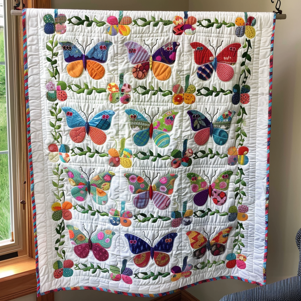 Enchanted Butterflies Quilted Blanket - Throw (55" x 60")
