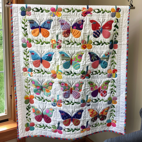 Enchanted Butterflies Quilted Blanket - Throw (55" x 60")