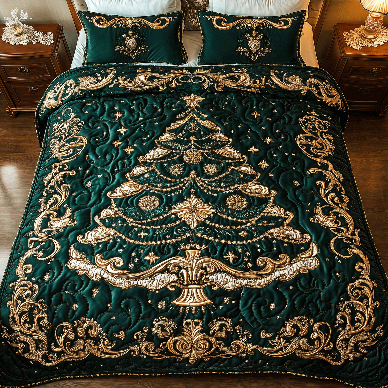 Enchanted Evergreen 3-Piece Quilted Bedding Set - Single (59" x 70")